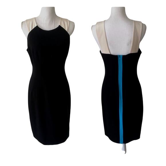 Jay Godfrey Black & Cream Strap Colorblock Sheath Bodycon Blue Zipper Mini 10 - Picture 3 of 14